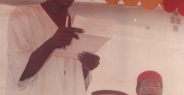 Yushau A. Shuaib with Asagba of Asaba, Professor Chike Edozien in Asagba's Palace on Sallah Day in 1993
