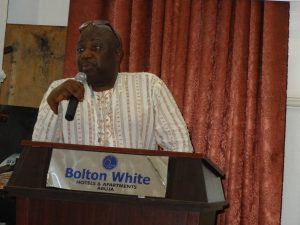 Editor-in-Chief of Premium Times, Mr. Dapo makes a presentation at the Responsibility to Report Seminar in Abuja